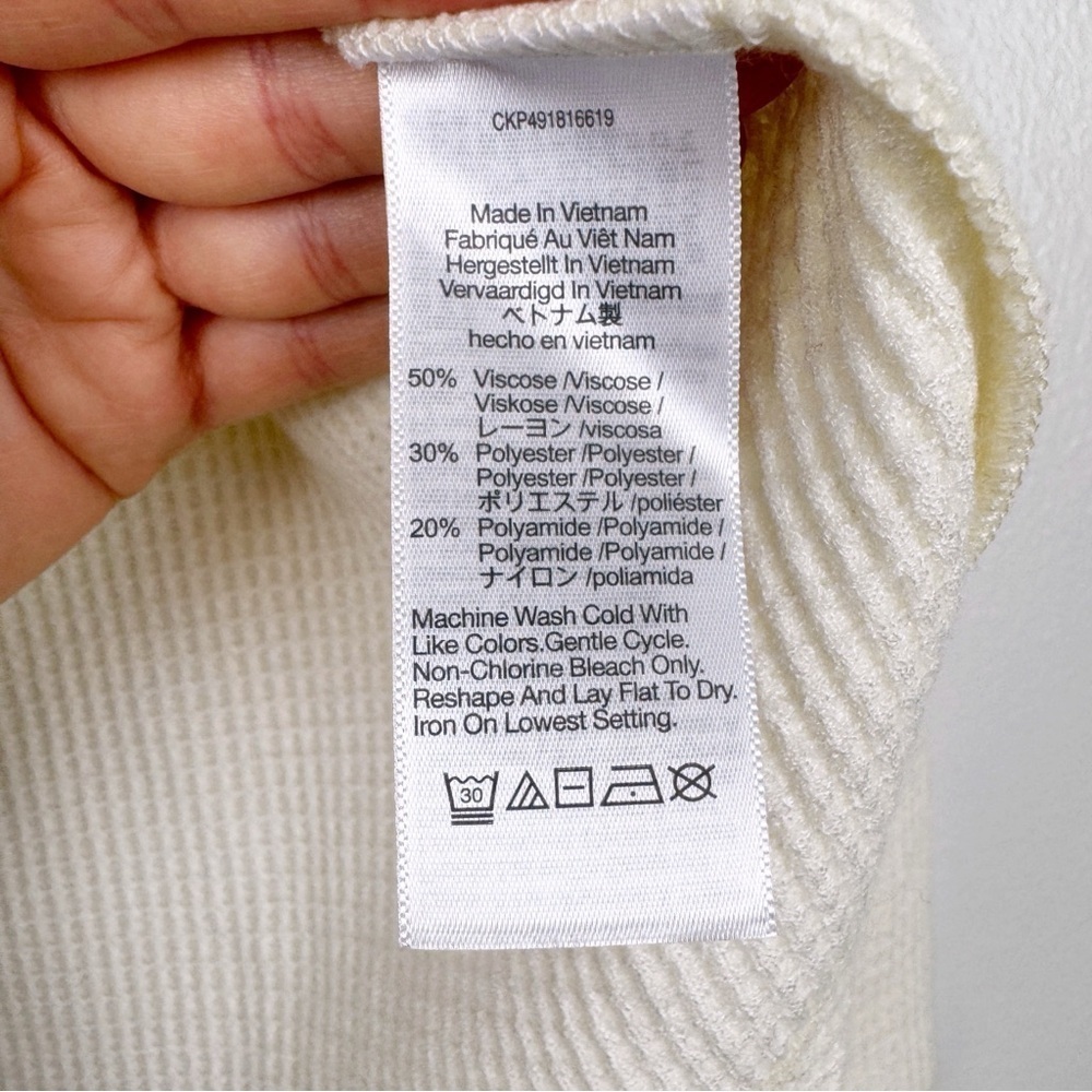 Madewell Textural Waffle Knit Long Sleeve Crewneck Tee White Size S NWOT - Picture 8 of 8